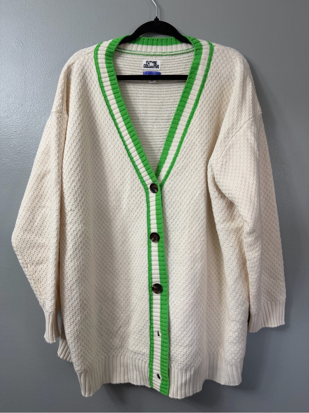 Varsity Cardigan wool blend  - Future Collective  Kahlana Barfield Brown 2X